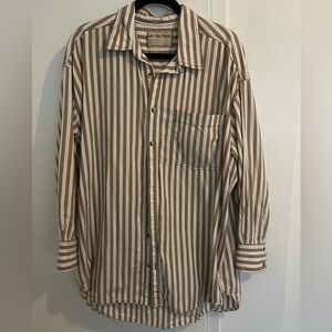 We The Free Tan and White Striped oversized Shirt